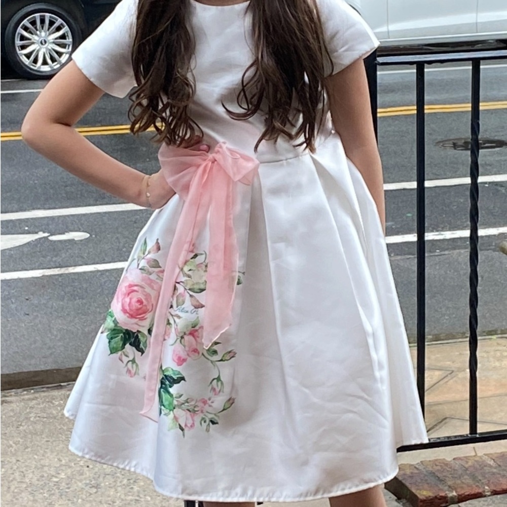 Like New- Floral White and Pink Kids Dress- WORN ONCE!